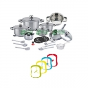 Batteria di pentole 23 pezzi 18/10 con omaggio 2 set di tovagliette colorate